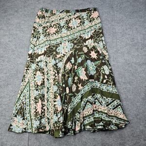 Coldwater Creek Skirt Womens L Multicolor Brown Floral Boho Midi Rayon Garden